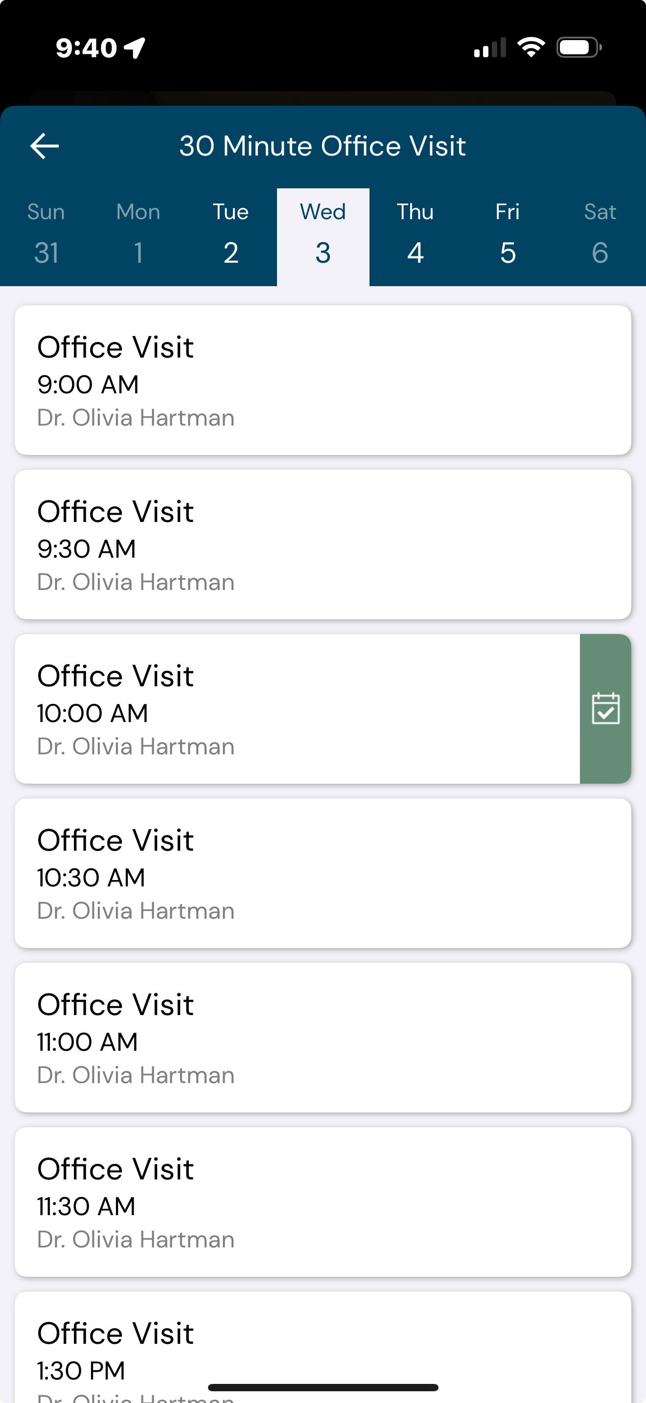 Appointment schedule